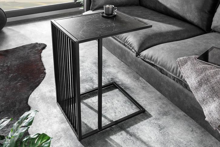 Design bijzettafel ARCHITECTURE 65cm zwart marmer - 43275, Huis en Inrichting, Tafels | Sidetables, Ophalen of Verzenden