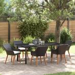 vidaXL 7-delige tuinset Zwart Poly Riet, Verzenden, Nieuw, Metaal