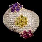 Zonder minimumprijs - Ring Zilver Granaat - Amethist - 17, Nieuw