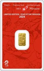 1 Gram Goudbaar - Argor-Heraeus - Year of the Dragon, Postzegels en Munten, Edelmetalen en Baren, Goud, Verzenden