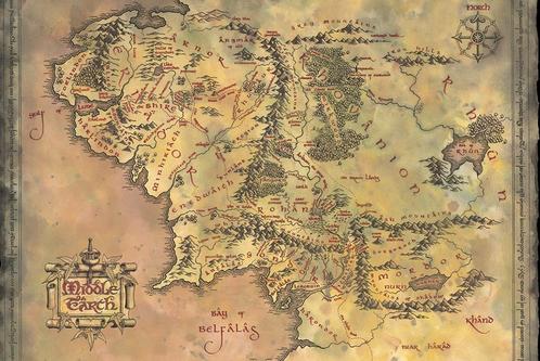 Poster The Lord of the Rings Middle Earth Map 91,5x61cm, Verzamelen, Posters, Nieuw, A1 t/m A3, Verzenden
