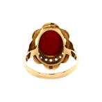 Gouden ring met bloedkoraal 14 krt, Sieraden, Tassen en Uiterlijk, Ringen, Ophalen of Verzenden, Nieuw