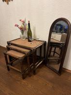 Set bijzettafels (4) - rotan - nesttafeltjes + spiegel