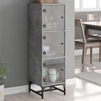vidaXL buffetkast met glazen deuren 35x37x120 cm betongrijs, Huis en Inrichting, Kasten | Buffetkasten, Minder dan 50 cm, Verzenden