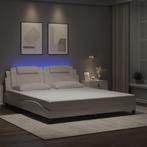 vidaXL Bedframe met LED-verlichting kunstleer wit 180x200 cm, Overige materialen, Eenpersoons, Verzenden, Wit