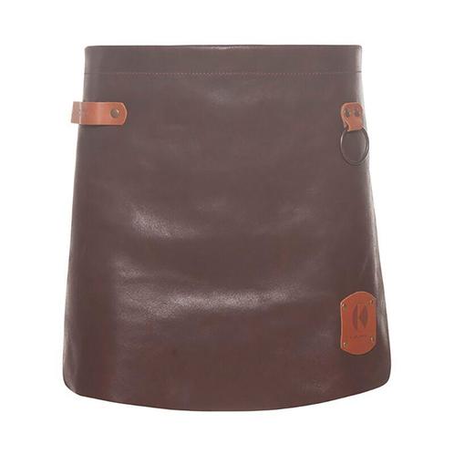 GGM Gastro | KARLOWSKY | Schort met Leren Voorbinder - Mokka, Huis en Inrichting, Keuken | Textiel, Overige kleuren, Nieuw, Schort