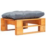 vidaXL Tuinpoef met grijs kussen pallet hout honingbruin, Verzenden, Nieuw