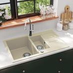 vidaXL Gootsteen dubbele bakken graniet beige, Doe-het-zelf en Verbouw, Sanitair, Verzenden, Nieuw