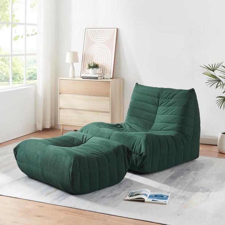 Relaxstoel Kodsø lounge fauteuil met voetenbank groen [en.ca, Huis en Inrichting, Fauteuils, Verzenden