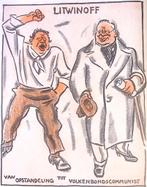 Spotprent over het gedrag van Litwinoff (lijst optie), Antiek en Kunst, Kunst | Litho's en Zeefdrukken, Verzenden