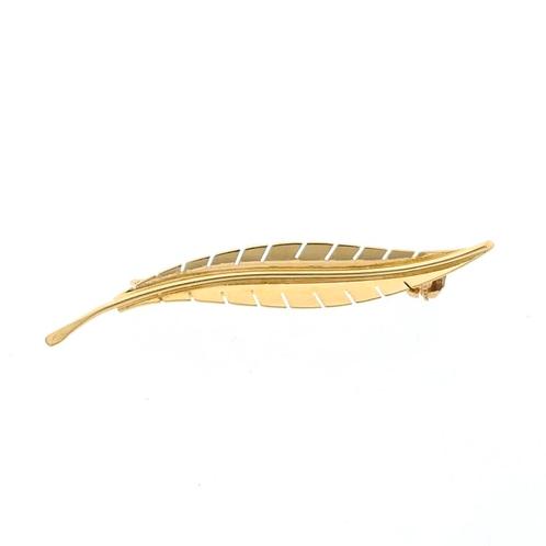 Gouden veer broche | Vintage (gouden broche, geelgoud), Sieraden, Tassen en Uiterlijk, Broches, Overige kleuren, Gebruikt, Goud