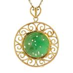 Gouden hanger met jade 14 krt, Sieraden, Tassen en Uiterlijk, Kettinghangers, Ophalen of Verzenden, Nieuw