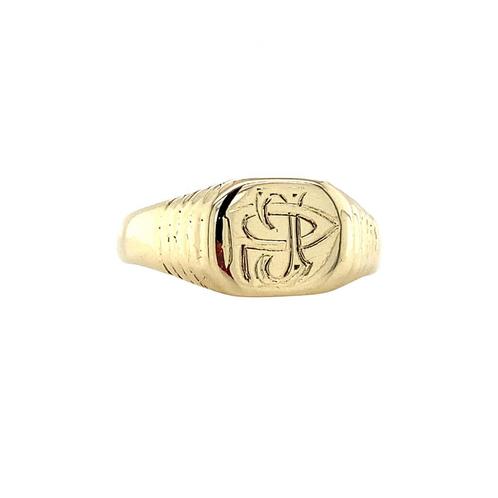 Gouden zegelring met gravure 14 krt, Sieraden, Tassen en Uiterlijk, Ringen, Nieuw, Ophalen of Verzenden