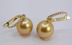 Oorbellen - 14 karaat Geel goud - 0.11ct. tw. - 11x12mm, Sieraden, Tassen en Uiterlijk, Oorbellen, Nieuw