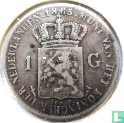 Nederland 1 gulden 1865, Postzegels en Munten, Munten | Nederland, Losse munt, Overige waardes, Goud, Zilver, Verzenden