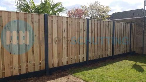 Grenenhout antraciet beton schutting voor €115,00 m1, Tuin en Terras, Schuttingen, Nieuw, Overige materialen, 1 tot 2 meter
