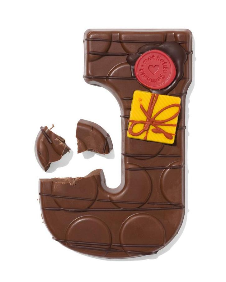 HEMA Handgedecoreerde chocoladeletter melk J 180g, Diversen, Sinterklaas, Nieuw, Verzenden