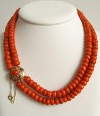 Halsketting - 14 karaat Geel goud - Dikke bloedkoraal, Nieuw