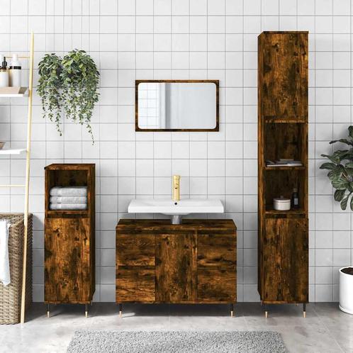 vidaXL Badkamerkast 80x33x60 cm bewerkt hout gerookt, Huis en Inrichting, Badkamer | Badkamermeubels, Nieuw, Minder dan 100 cm