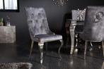 Elegante stoel MODERN BAROK grijs fluweel met zilveren, Huis en Inrichting, Stoelen, Ophalen of Verzenden, Nieuw
