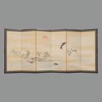 Byôbu  (vouwscherm) - Zijde, Hout, Papier - Kunii Oyo