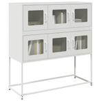 vidaXL Dressoir 100,5x39x107 cm koudgewalst staal wit, Verzenden, Nieuw, Metaal