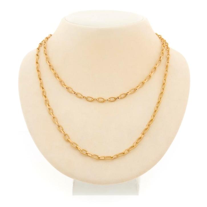 18 Krt. Gouden anker schakel ketting/sautoir | 97 cm, Sieraden, Tassen en Uiterlijk, Kettingen, Overige kleuren, Gebruikt, Goud