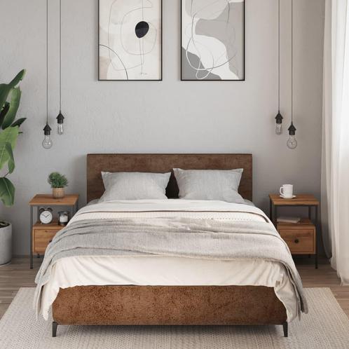 vidaXL Nachtkastjes 2 st 34x36x50cm bewerkt hout artisanaal, Huis en Inrichting, Slaapkamer | Nachtkastjes, Nieuw, Hout, Verzenden