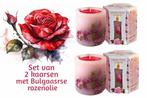 Set van 2 rozen kaarsen met Bulgaarse rozen olie en, Sieraden, Tassen en Uiterlijk, Uiterlijk | Parfum, Nieuw