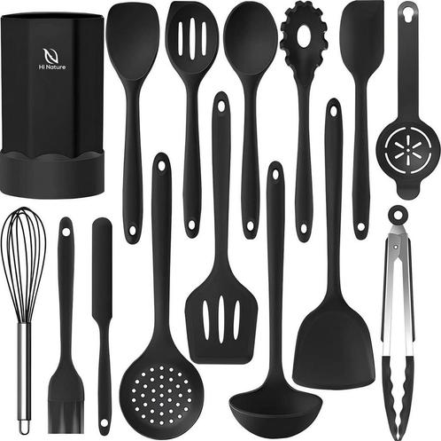 HI NATURE™ Keukengerei Set met Houder 15 delig - Siliconen, Witgoed en Apparatuur, Keukenmixers, Nieuw, Ophalen of Verzenden