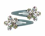 Haarspeld Klikklak Glitter Bloem Blauw, Nieuw