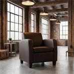 Leren fauteuil Joy - Toledo Caffe (donkerbruin) - Poten, Nieuw, Ophalen of Verzenden, Eigentijds, Klassiek, Modern, 50 tot 75 cm