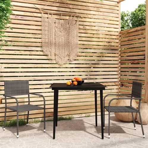 vidaXL 3-delige Tuinset grijs, Tuin en Terras, Tuinsets en Loungesets, Tuinset, Nieuw, 2 zitplaatsen, Rotan, Verzenden