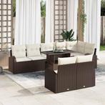 vidaXL Tuin Sofa Set met kussen 9 pcs Bruin en crème 100 x, Tuin en Terras, Tuinsets en Loungesets, Verzenden, Nieuw, Rotan