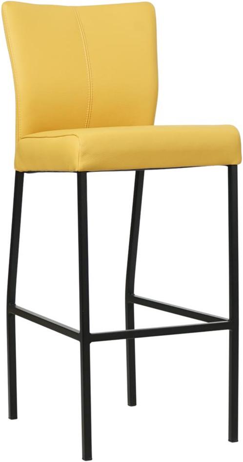 Gele leren moderne barkruk - poot vierkant zwart - Toledo Le, Huis en Inrichting, Barkrukken, 90 cm of meer, Met voetsteun, 1 kruk