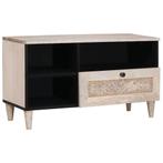 vidaXL TV-kast met lade Wit 80 x 33 x 46 cm massief, Huis en Inrichting, Verzenden, Nieuw