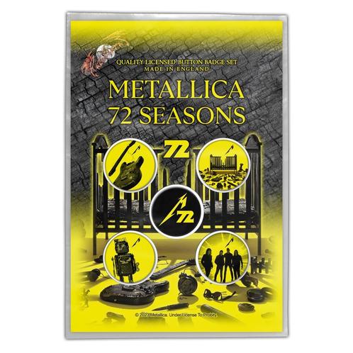 Metallica - 72 Seasons - button 5-pack officiële merchandise, Verzamelen, Muziek, Artiesten en Beroemdheden, Kleding, Nieuw, Ophalen of Verzenden