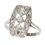 Ring Platina - Diamant - Art-deco uit de jaren 40