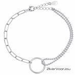 Zilveren design karma cirkel armband, Verzenden, Nieuw, Zilver