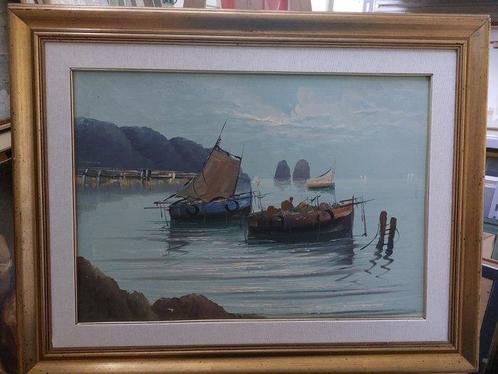 Scuola Napoletana (XX), firmato A. Giordano - Capri Marina, Antiek en Kunst, Kunst | Schilderijen | Klassiek