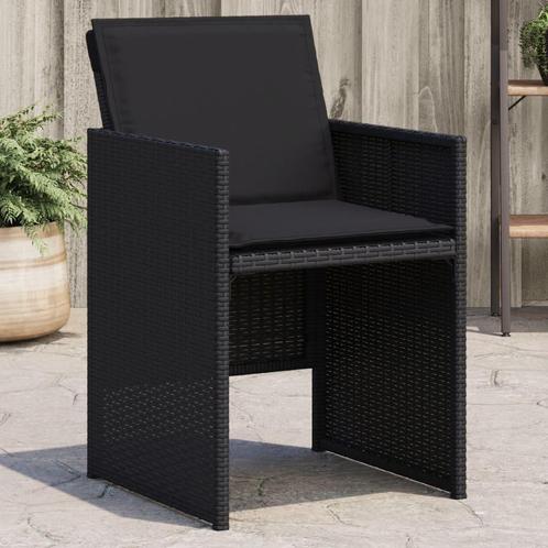 vidaXL Tuinstoelen 4 st met kussens poly rattan zwart, Tuin en Terras, Tuinstoelen, Nieuw, Rotan, Verzenden