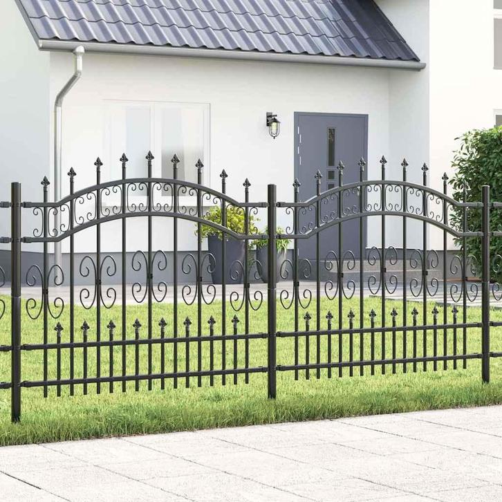 vidaXL Tuin Hek Grijs 140 cm Poedergecoat staal, Tuin en Terras, Schuttingen, Nieuw, IJzer, Verzenden