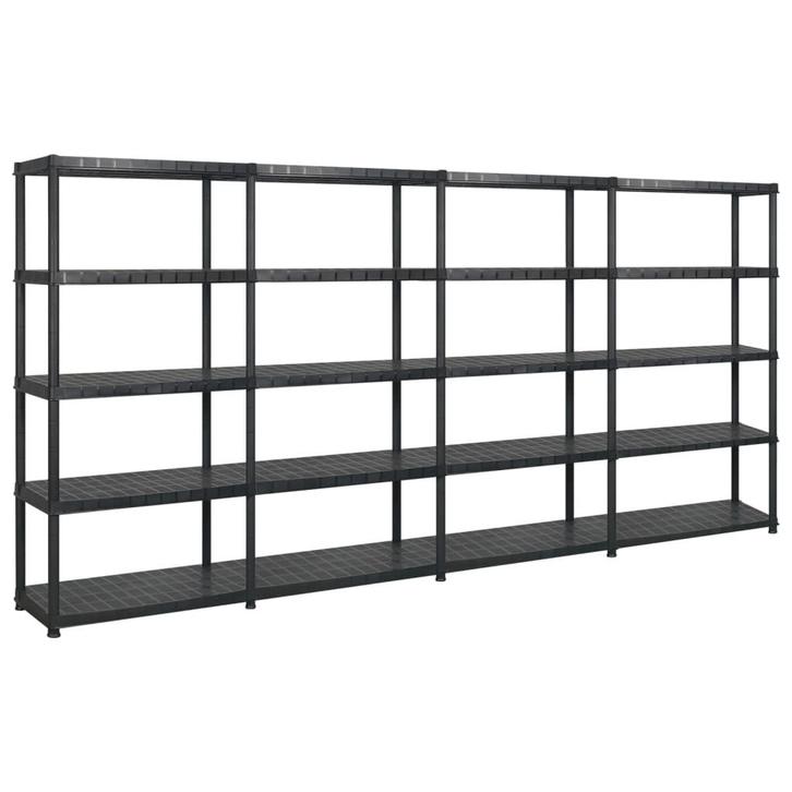 vidaXL Opbergrek 5-laags 366x45,7x185 cm kunststof zwart, Huis en Inrichting, Kasten | Stellingkasten, Nieuw, Verzenden
