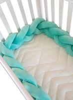 Scandinavische gevlochten bedbumper - Groen - Minky polye..., Kinderen en Baby's, Babywiegjes en Ledikanten, Ophalen of Verzenden