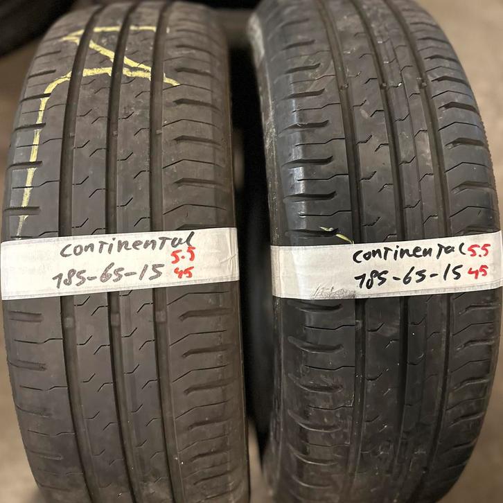2x185-65-15 Continental zomer 5.5mm €45 per band 185 65 15, Auto-onderdelen, Banden en Velgen, 15 inch, Zomerbanden, 185 mm, Personenwagen