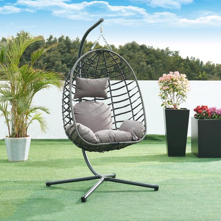 Hangstoel Kandsvas met standaard grijs 198x110x95 cm [en.cas, Tuin en Terras, Tuinsets en Loungesets, Verzenden