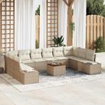 vidaXL Tuin Sofa Set met kussen 11 pcs Beige Poly riet, Verzenden, Nieuw, Rotan