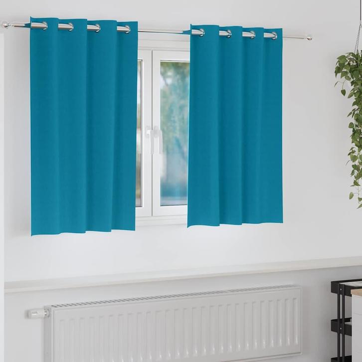 vidaXL Zwart-out Gordijnen met Ringen 2 pcs Turquoise 140 x, Huis en Inrichting, Stoffering | Gordijnen en Lamellen, Nieuw, Verzenden