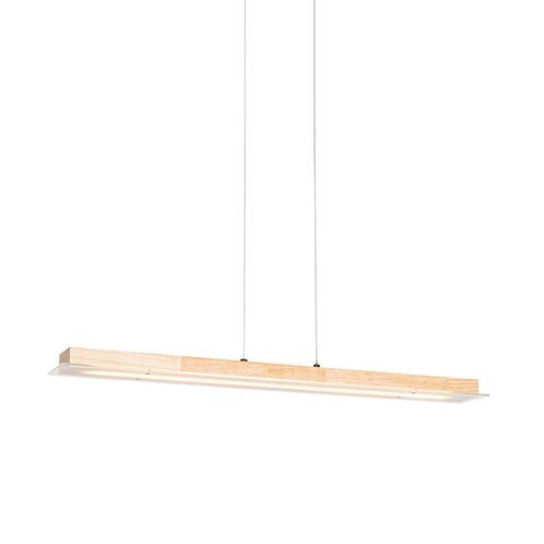 Landelijke hanglamp hout incl. LED met touchdimmer - Platina, Huis en Inrichting, Lampen | Hanglampen, Nieuw, Overige materialen