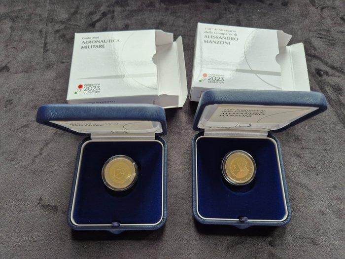 Italië. 2 Euro 2023 Alessandro Manzoni + Aeronautica, Postzegels en Munten, Munten | Europa | Euromunten